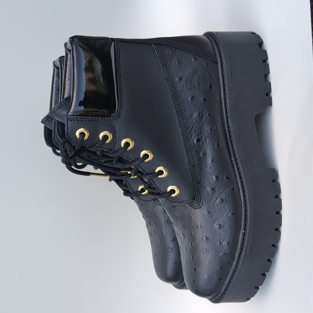 Timberland Stone Street Leather Combat & Lace-Up Boots Shoes Women Size 9.5